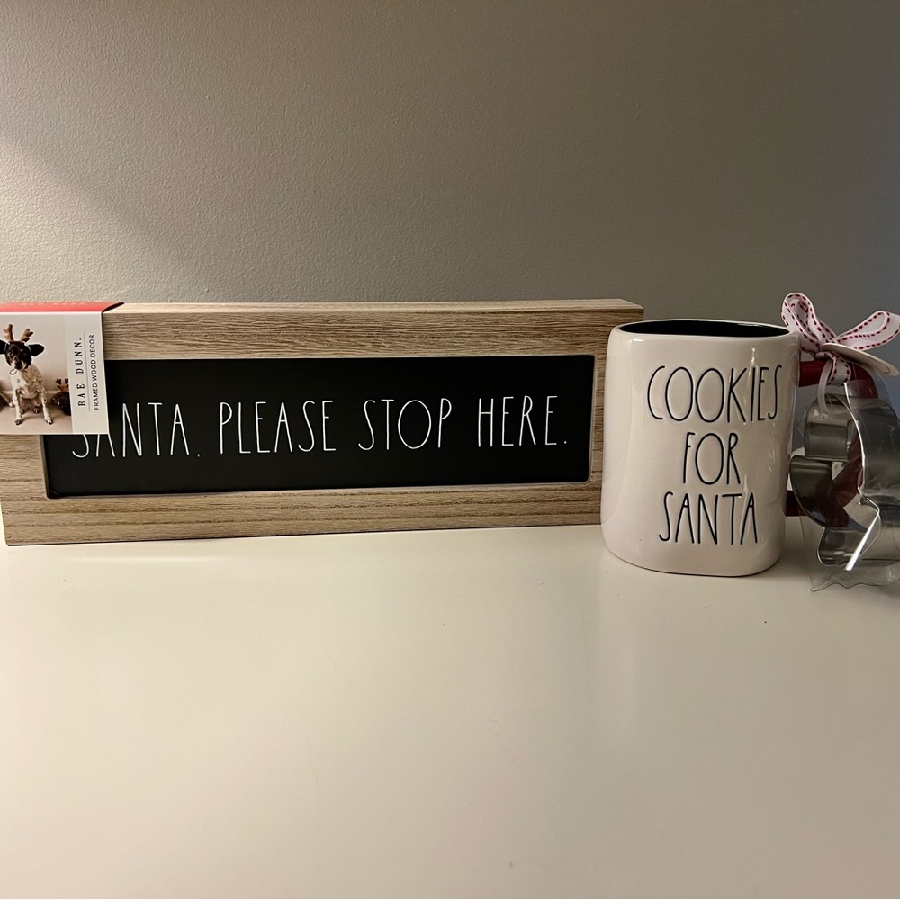 ⭐️Host Pick⭐️Rae Dunn sign “Santa Please Stop Here” & Mug “ Cookies For Santa”🎄